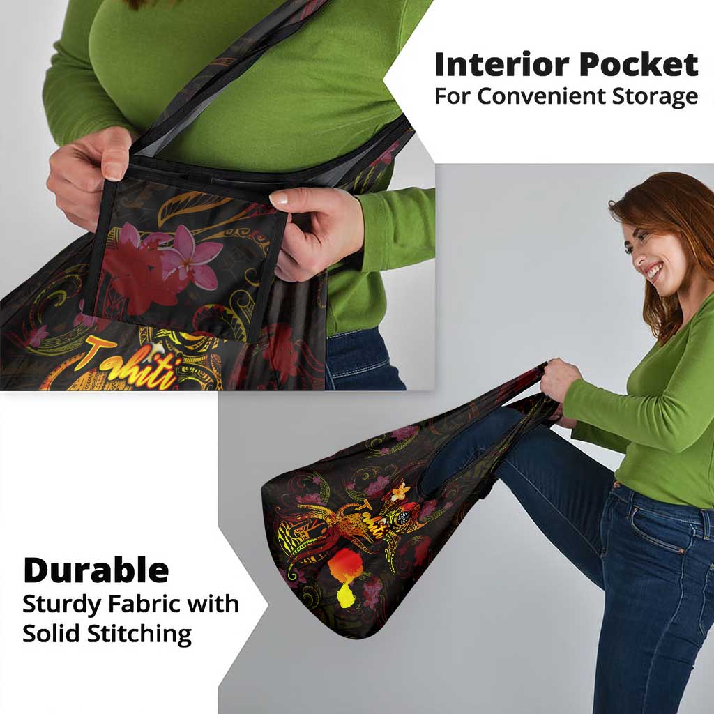 Tahiti French Polynesia Grocery Bag Octopus Plumeria Polynesian Tattoo