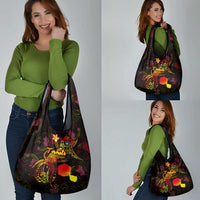 Tahiti French Polynesia Grocery Bag Octopus Plumeria Polynesian Tattoo