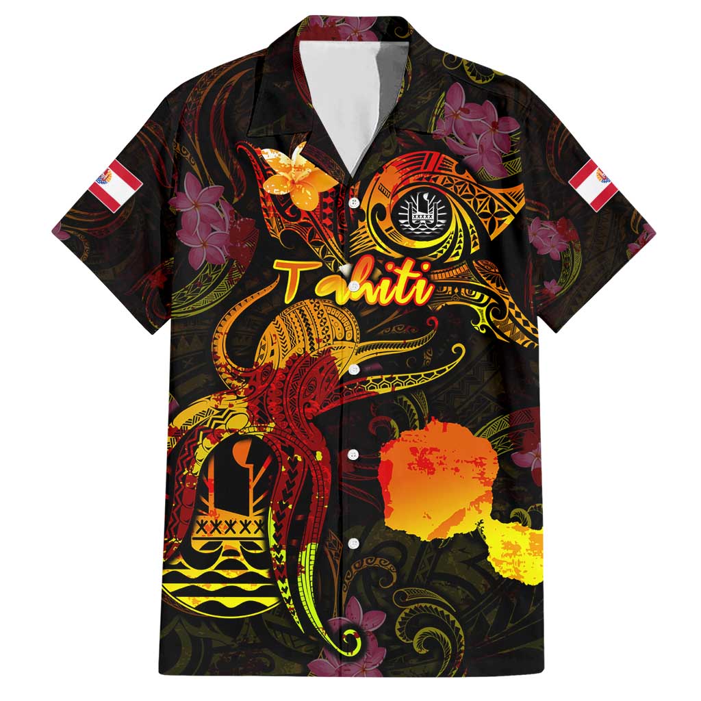 Tahiti French Polynesia Hawaiian Shirt Octopus Plumeria Polynesian Tattoo