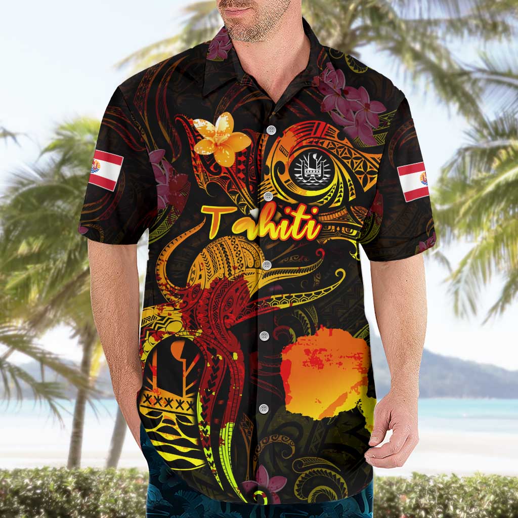 Tahiti French Polynesia Hawaiian Shirt Octopus Plumeria Polynesian Tattoo