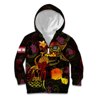 Tahiti French Polynesia Kid Hoodie Octopus Plumeria Polynesian Tattoo
