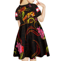 Tahiti French Polynesia Kid Short Sleeve Dress Octopus Plumeria Polynesian Tattoo DT02 - Polynesian Pride