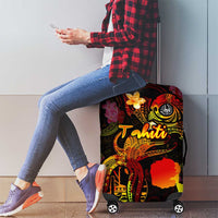 Tahiti French Polynesia Luggage Cover Octopus Plumeria Polynesian Tattoo