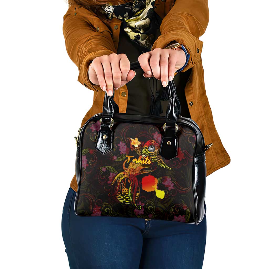 Tahiti French Polynesia Shoulder Handbag Octopus Plumeria Polynesian Tattoo