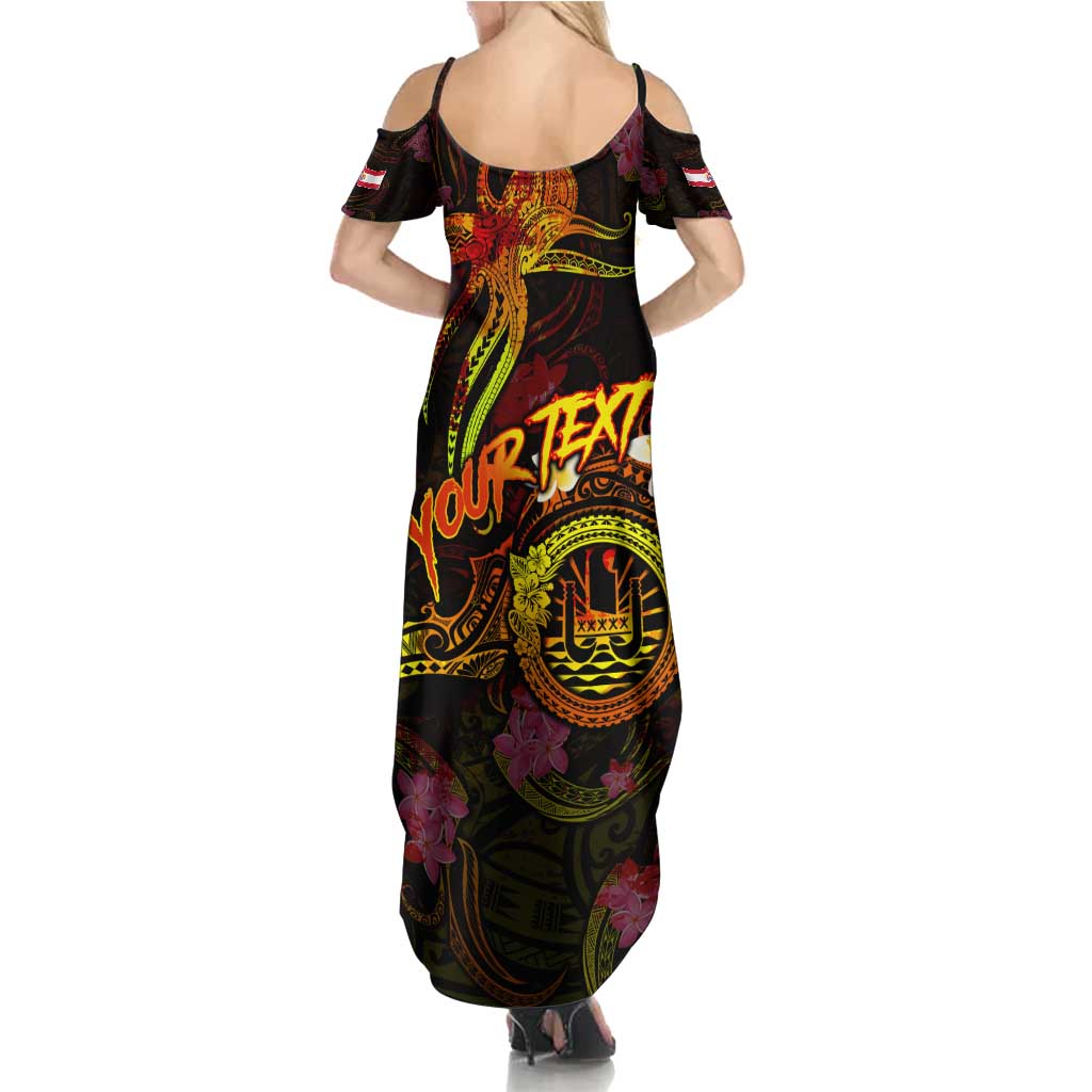 Tahiti French Polynesia Summer Maxi Dress Octopus Plumeria Polynesian Tattoo