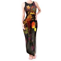 Tahiti French Polynesia Tank Maxi Dress Octopus Plumeria Polynesian Tattoo