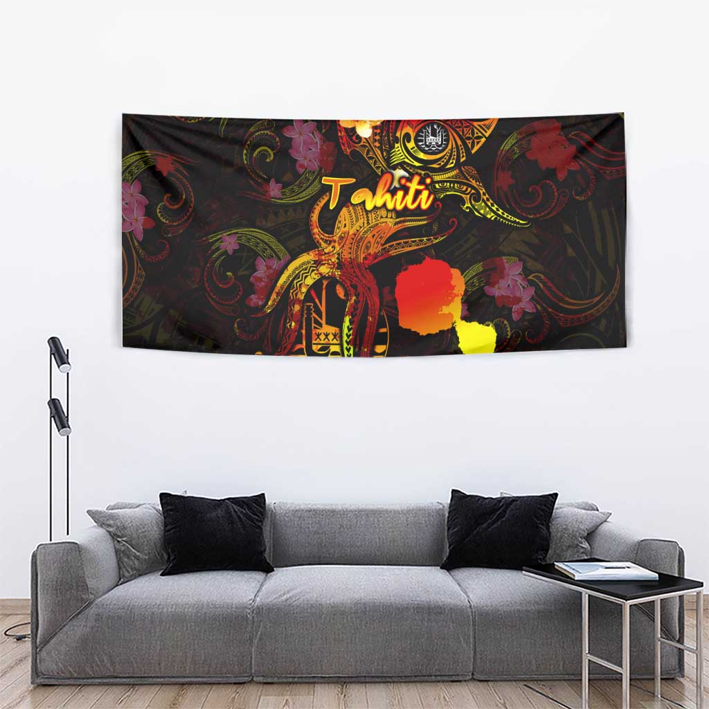 Tahiti French Polynesia Tapestry Octopus Plumeria Polynesian Tattoo