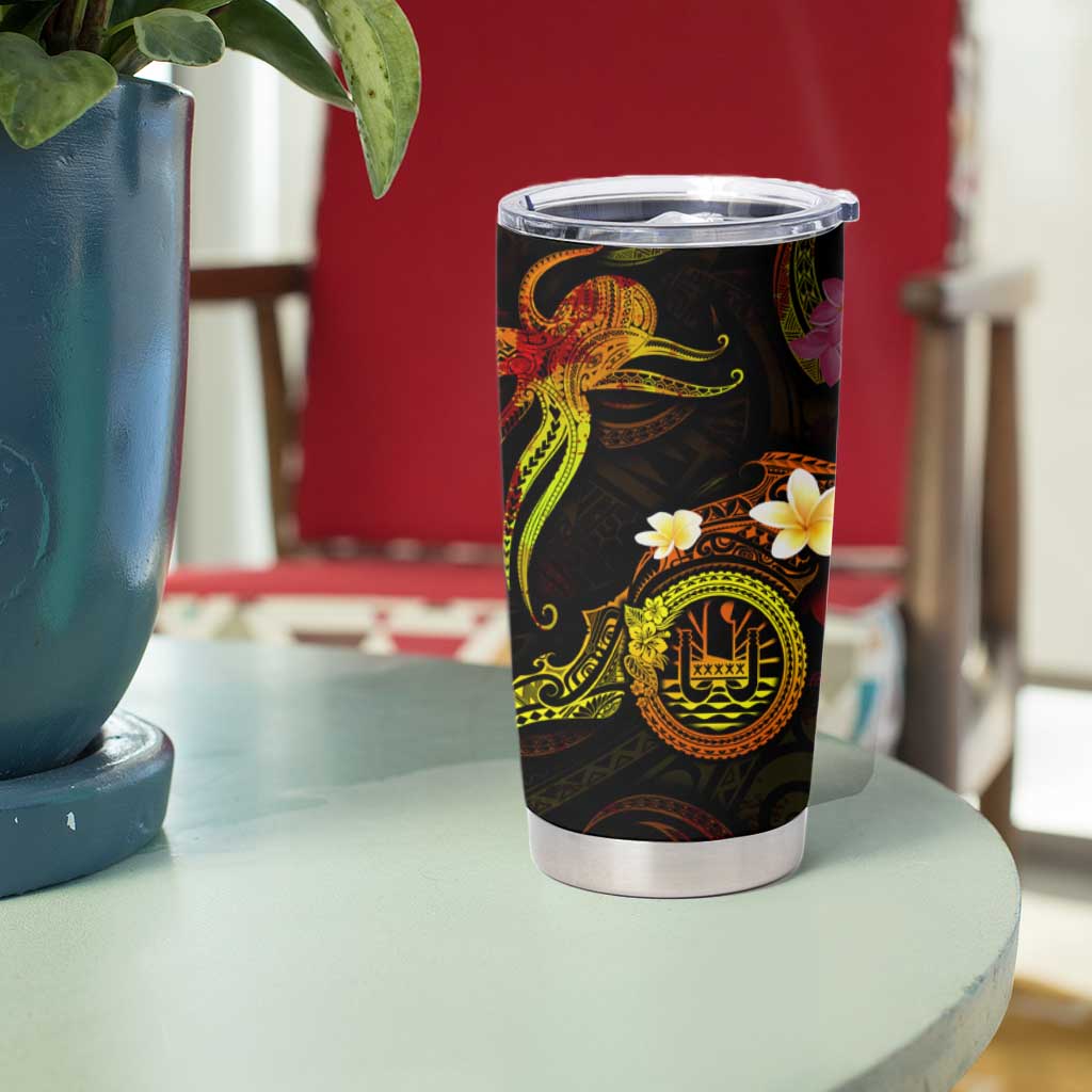 Tahiti French Polynesia Tumbler Cup Octopus Plumeria Polynesian Tattoo