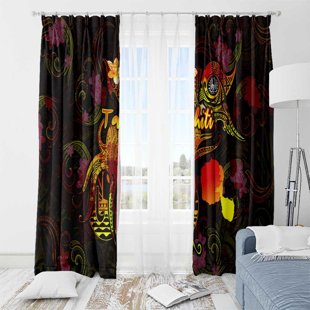 Tahiti French Polynesia Window Curtain Octopus Plumeria Polynesian Tattoo