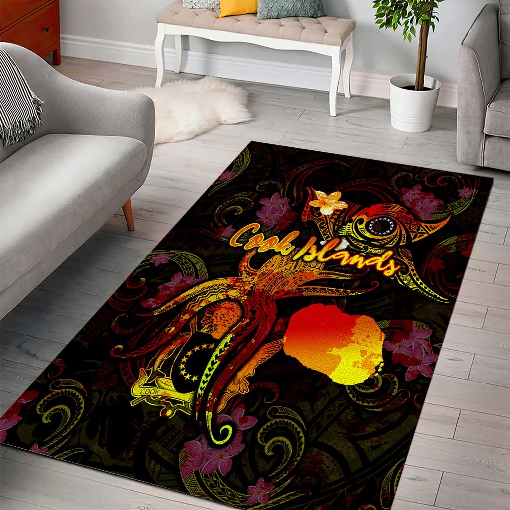 Cook Islands Area Rug Octopus Plumeria Polynesian Tattoo