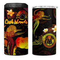 Cook Islands 4 in 1 Can Cooler Tumbler Octopus Plumeria Polynesian Tattoo