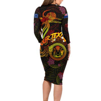 Cook Islands Family Matching Long Sleeve Bodycon Dress and Hawaiian Shirt Octopus Plumeria Polynesian Tattoo DT02 - Polynesian Pride