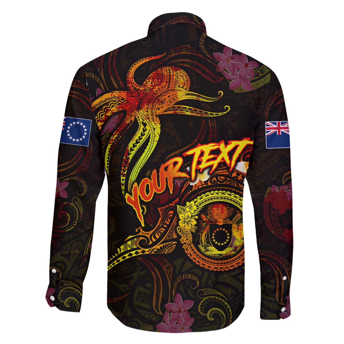 Cook Islands Family Matching Off The Shoulder Long Sleeve Dress and Hawaiian Shirt Octopus Plumeria Polynesian Tattoo DT02 - Polynesian Pride