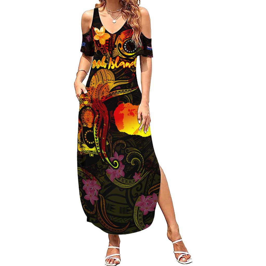 Cook Islands Family Matching Summer Maxi Dress and Hawaiian Shirt Octopus Plumeria Polynesian Tattoo