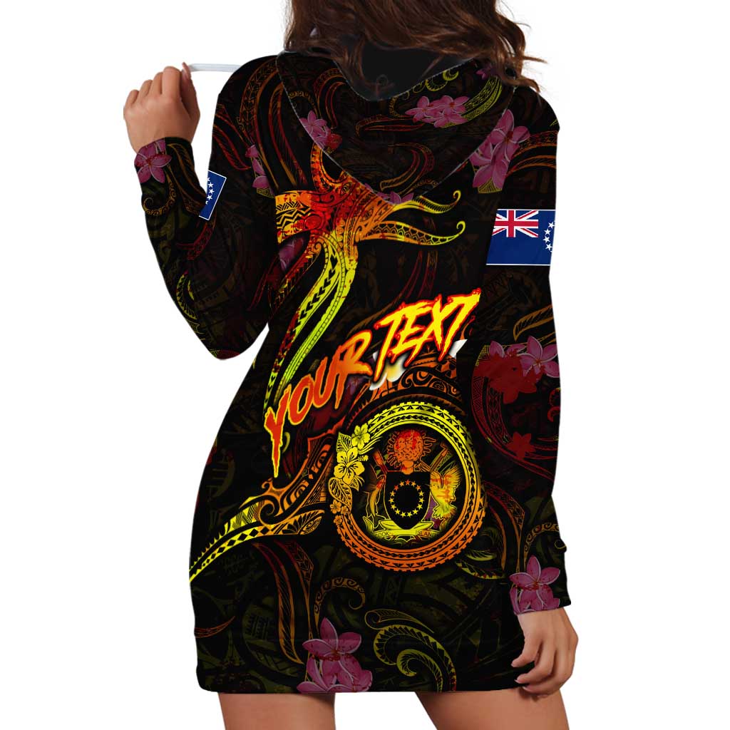 Cook Islands Hoodie Dress Octopus Plumeria Polynesian Tattoo