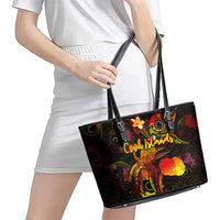 Cook Islands Leather Tote Bag Octopus Plumeria Polynesian Tattoo