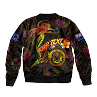 Cook Islands Sleeve Zip Bomber Jacket Octopus Plumeria Polynesian Tattoo DT02 - Polynesian Pride