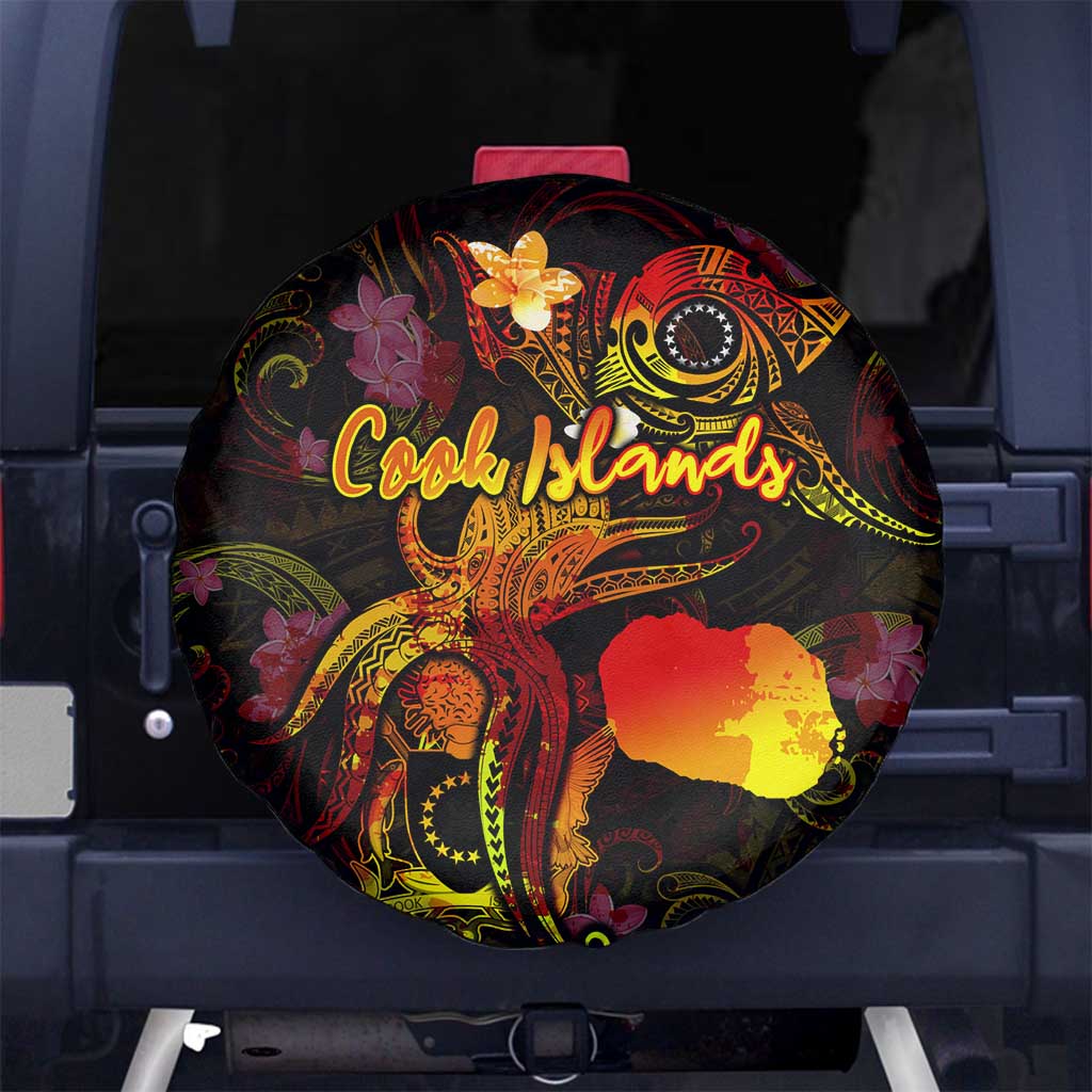 Cook Islands Spare Tire Cover Octopus Plumeria Polynesian Tattoo