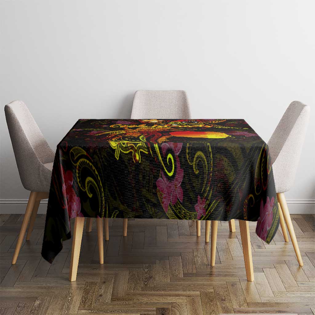 Cook Islands Tablecloth Octopus Plumeria Polynesian Tattoo