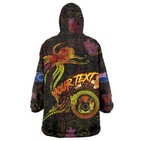 Cook Islands Wearable Blanket Hoodie Octopus Plumeria Polynesian Tattoo