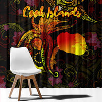 Cook Islands Window Curtain Octopus Plumeria Polynesian Tattoo