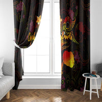 Cook Islands Window Curtain Octopus Plumeria Polynesian Tattoo