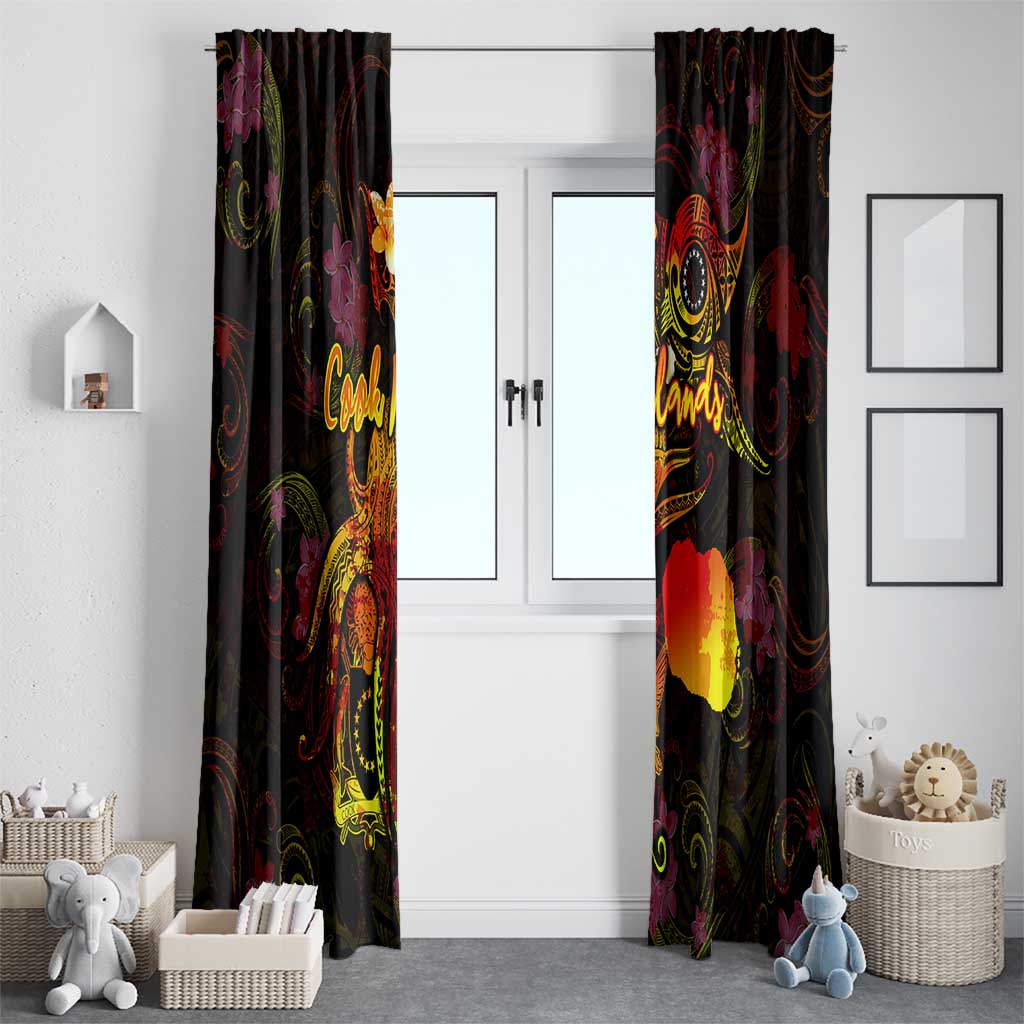 Cook Islands Window Curtain Octopus Plumeria Polynesian Tattoo