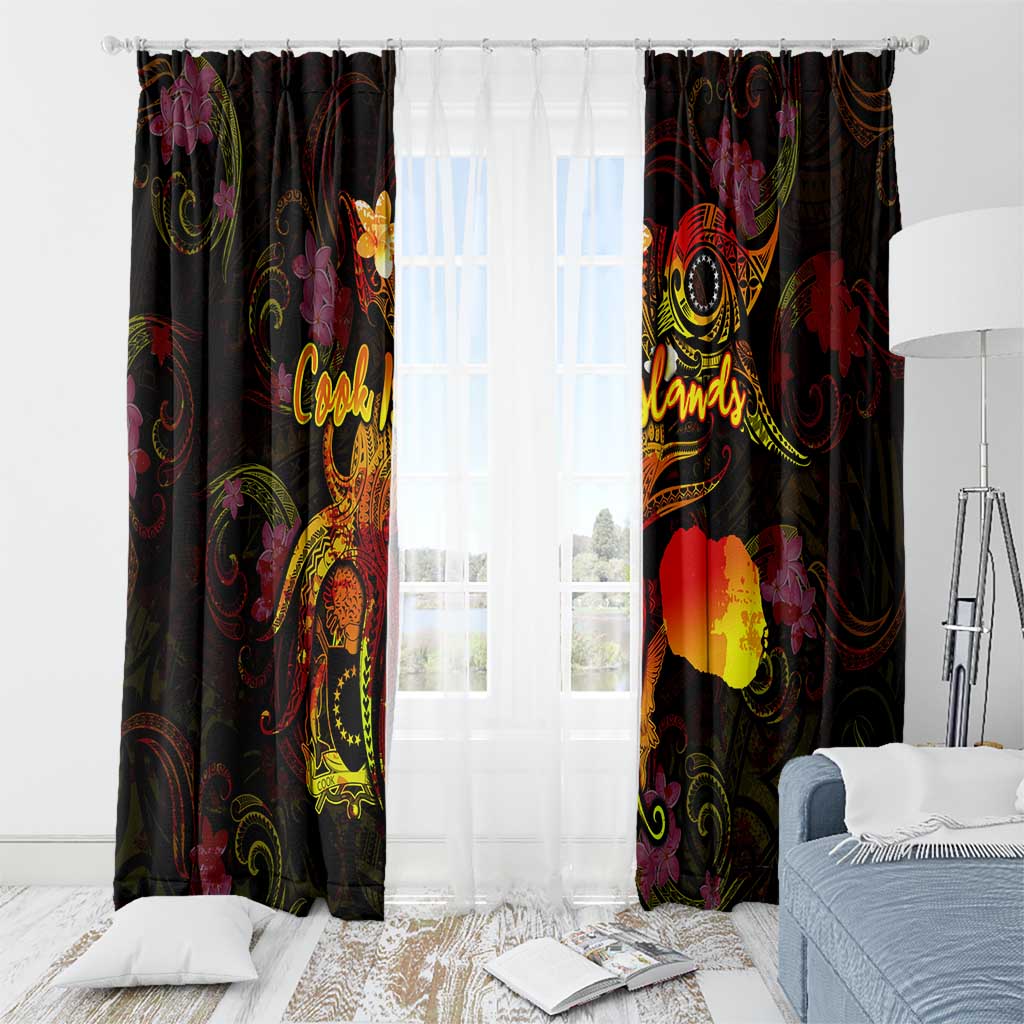 Cook Islands Window Curtain Octopus Plumeria Polynesian Tattoo
