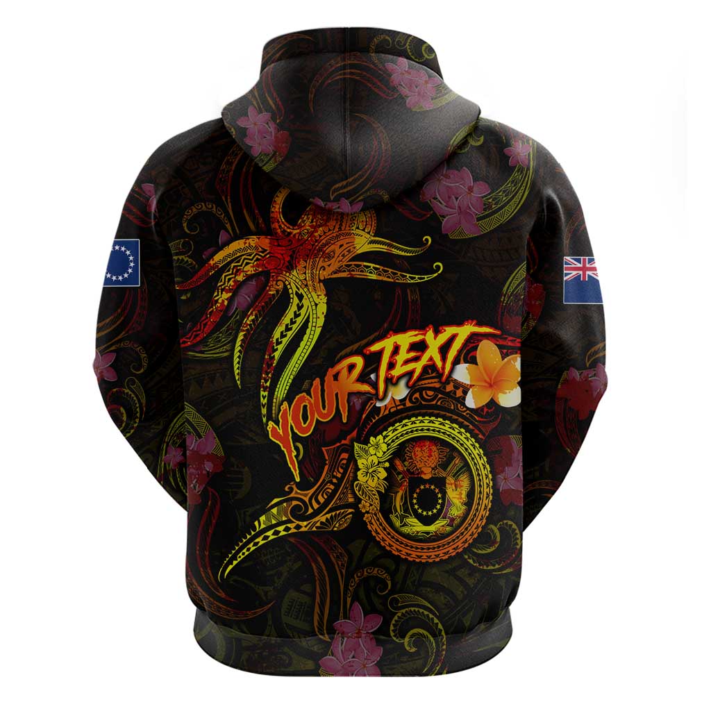 Cook Islands Zip Hoodie Octopus Plumeria Polynesian Tattoo
