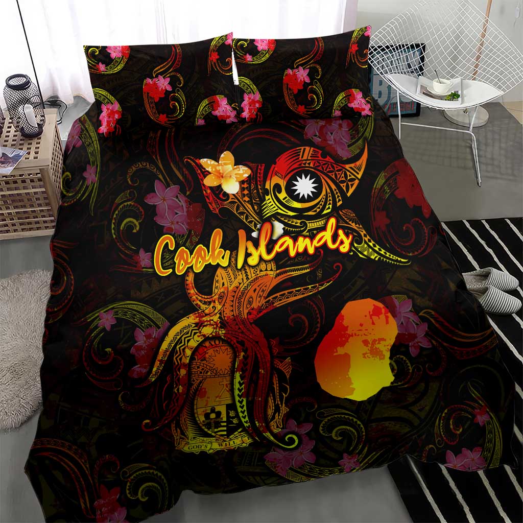 Nauru Bedding Set Octopus Plumeria Polynesian Tattoo