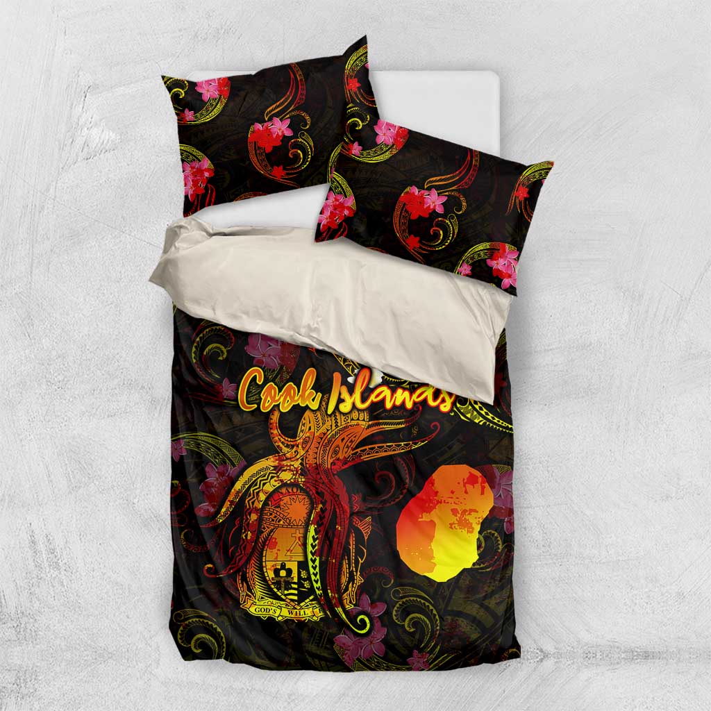 Nauru Bedding Set Octopus Plumeria Polynesian Tattoo