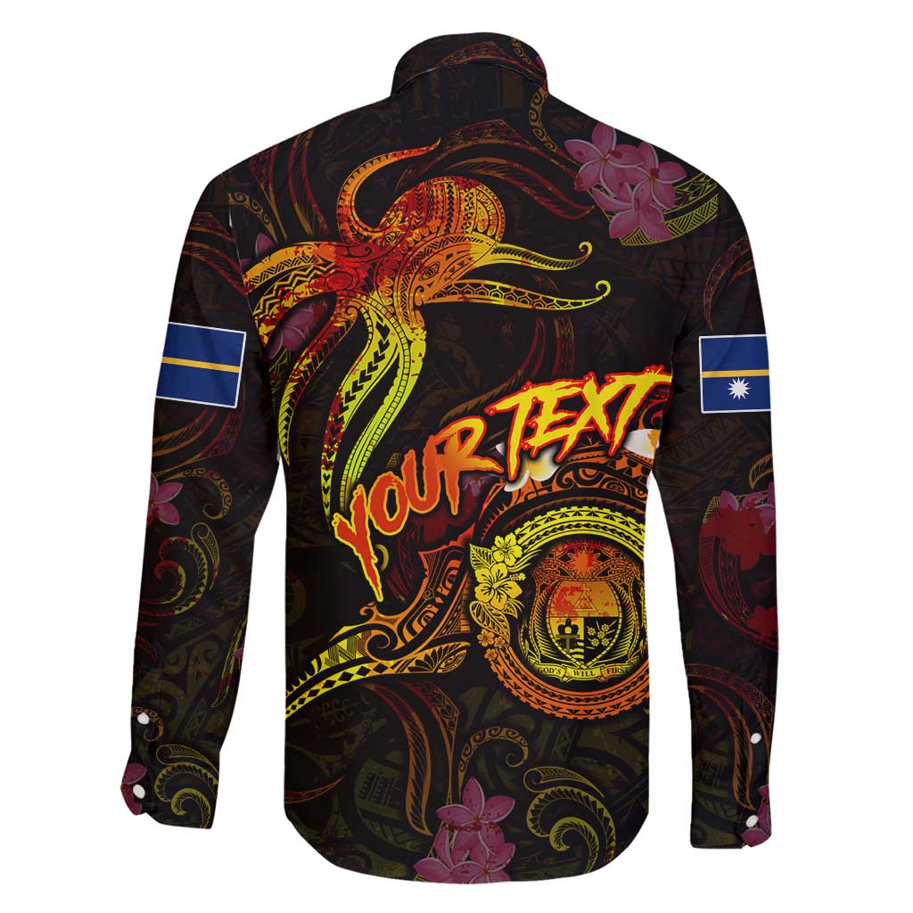 Nauru Family Matching Long Sleeve Bodycon Dress and Hawaiian Shirt Octopus Plumeria Polynesian Tattoo