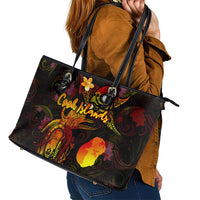 Nauru Leather Tote Bag Octopus Plumeria Polynesian Tattoo