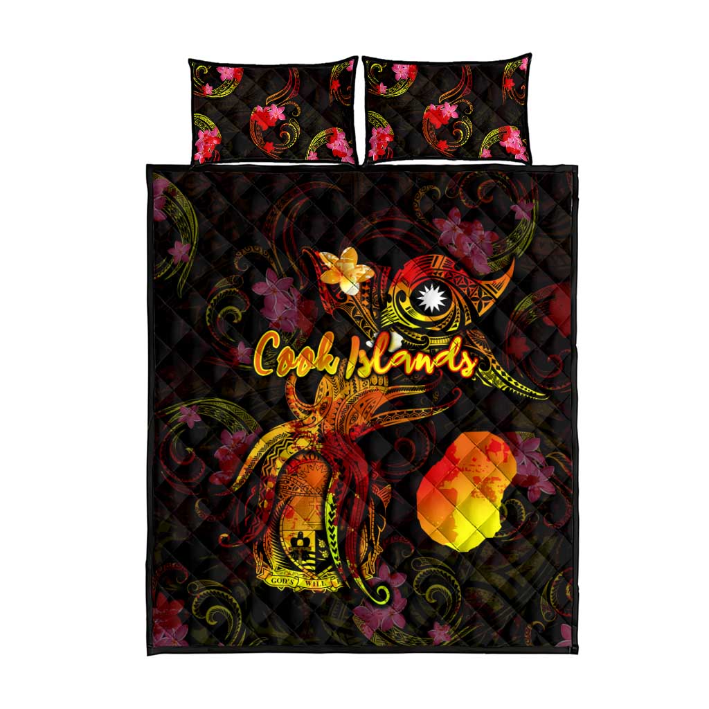 Nauru Quilt Bed Set Octopus Plumeria Polynesian Tattoo