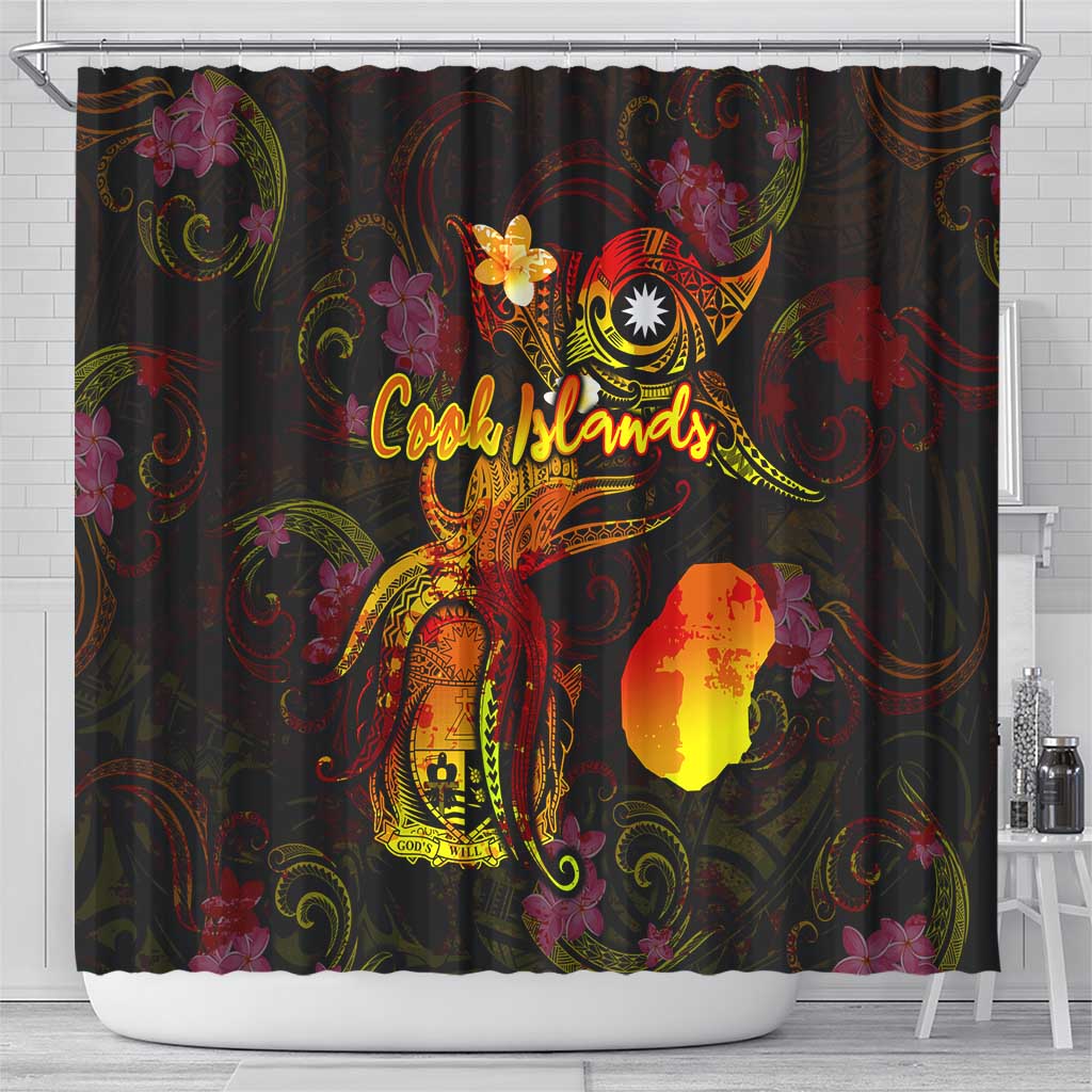 Nauru Shower Curtain Octopus Plumeria Polynesian Tattoo