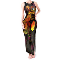 Nauru Tank Maxi Dress Octopus Plumeria Polynesian Tattoo