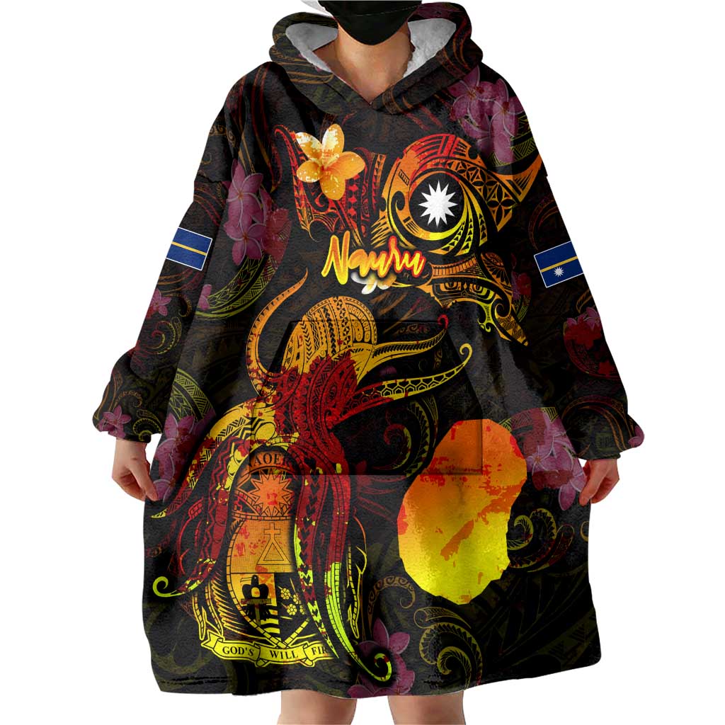 Nauru Wearable Blanket Hoodie Octopus Plumeria Polynesian Tattoo
