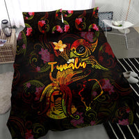 Tuvalu Bedding Set Octopus Plumeria Polynesian Tattoo