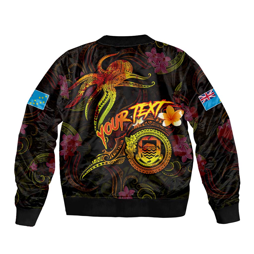 Tuvalu Bomber Jacket Octopus Plumeria Polynesian Tattoo