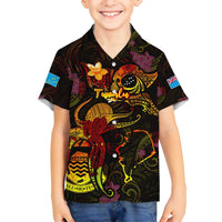 Tuvalu Family Matching Long Sleeve Bodycon Dress and Hawaiian Shirt Octopus Plumeria Polynesian Tattoo