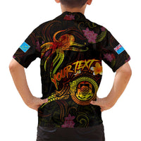 Tuvalu Family Matching Short Sleeve Bodycon Dress and Hawaiian Shirt Octopus Plumeria Polynesian Tattoo