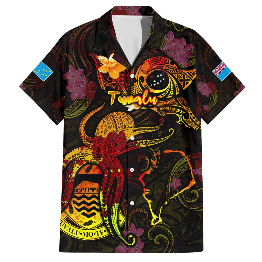 Tuvalu Family Matching Summer Maxi Dress and Hawaiian Shirt Octopus Plumeria Polynesian Tattoo