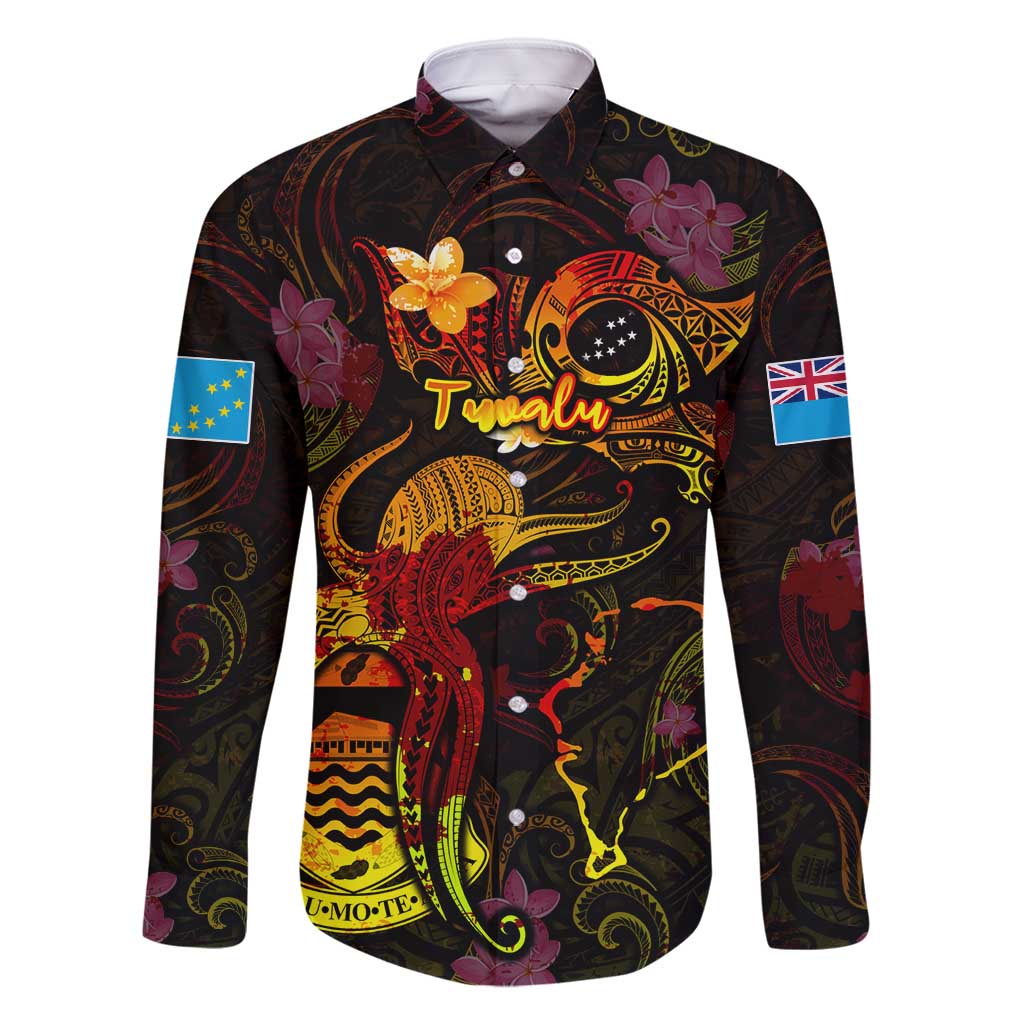 Tuvalu Family Matching Summer Maxi Dress and Hawaiian Shirt Octopus Plumeria Polynesian Tattoo