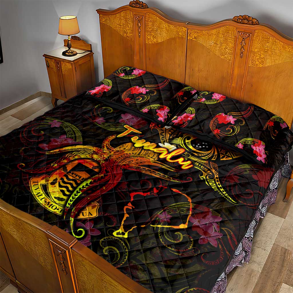 Tuvalu Quilt Bed Set Octopus Plumeria Polynesian Tattoo
