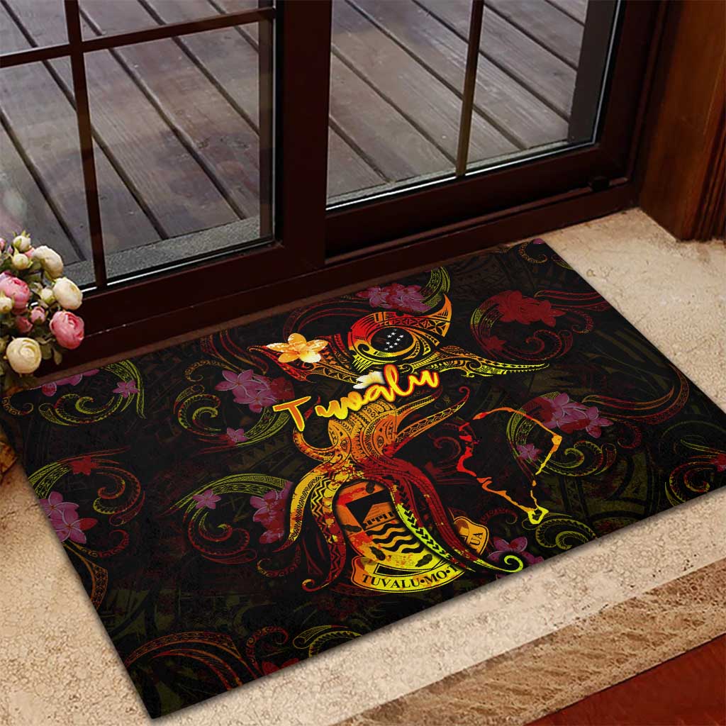 Tuvalu Rubber Doormat Octopus Plumeria Polynesian Tattoo