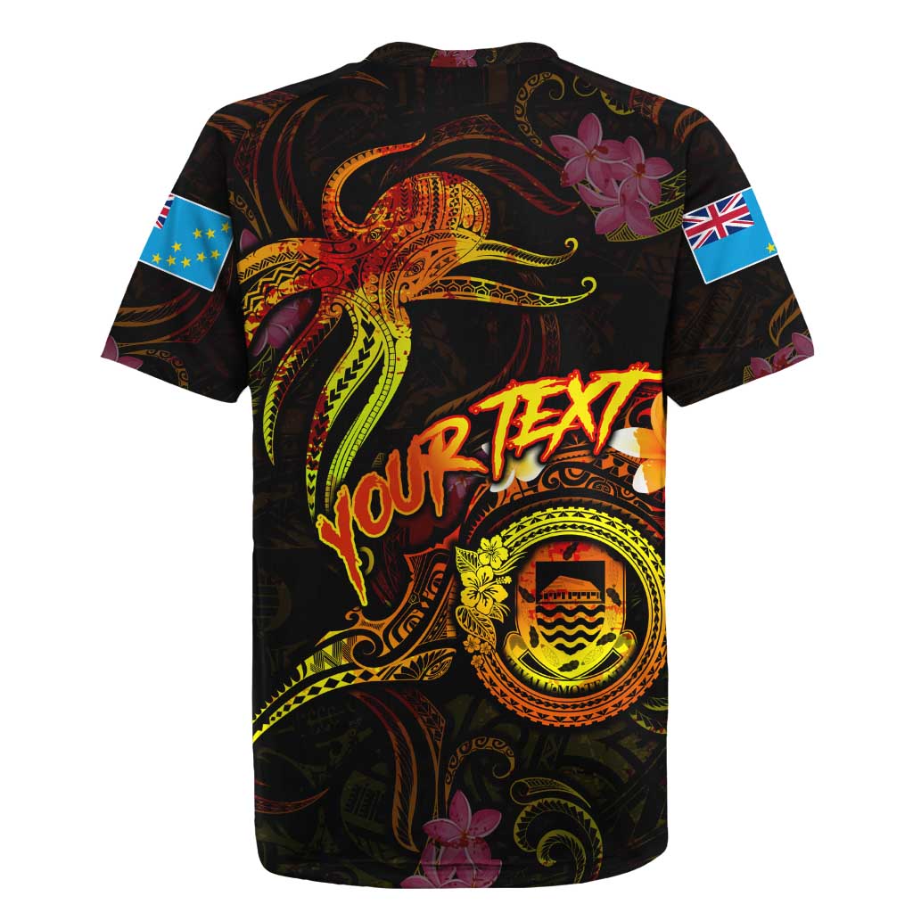 Tuvalu Rugby Jersey Octopus Plumeria Polynesian Tattoo