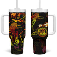 Tuvalu Tumbler With Handle Octopus Plumeria Polynesian Tattoo