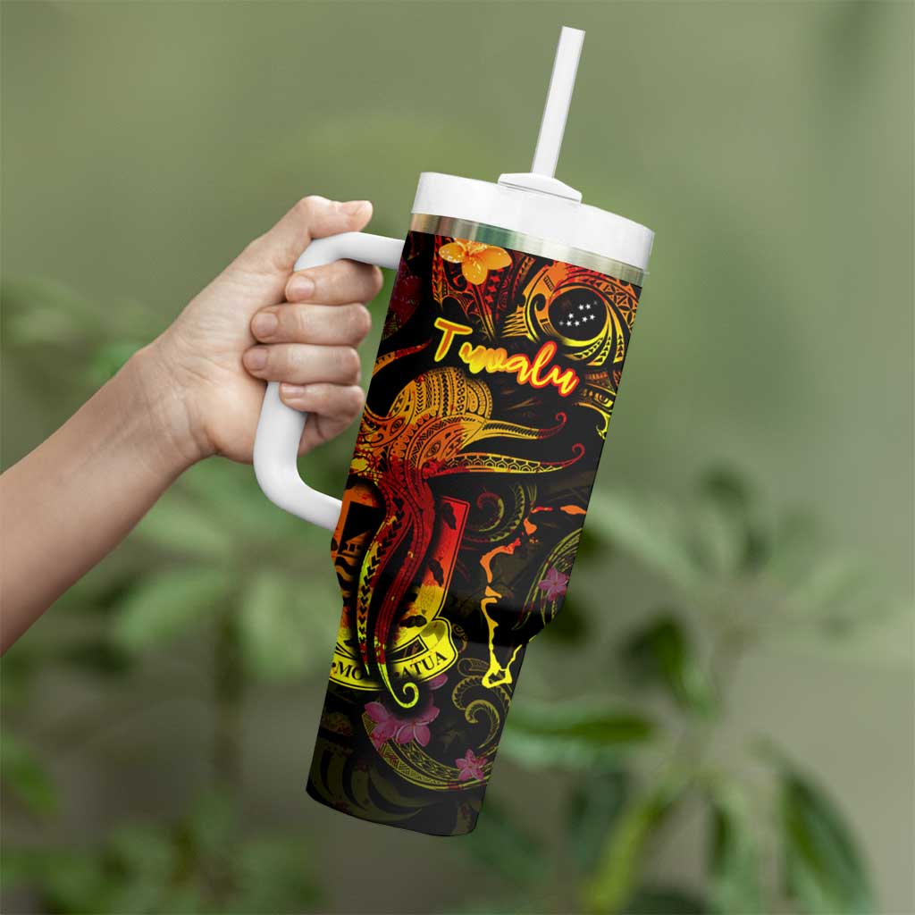 Tuvalu Tumbler With Handle Octopus Plumeria Polynesian Tattoo