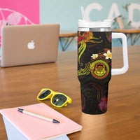Tuvalu Tumbler With Handle Octopus Plumeria Polynesian Tattoo