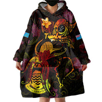 Tuvalu Wearable Blanket Hoodie Octopus Plumeria Polynesian Tattoo